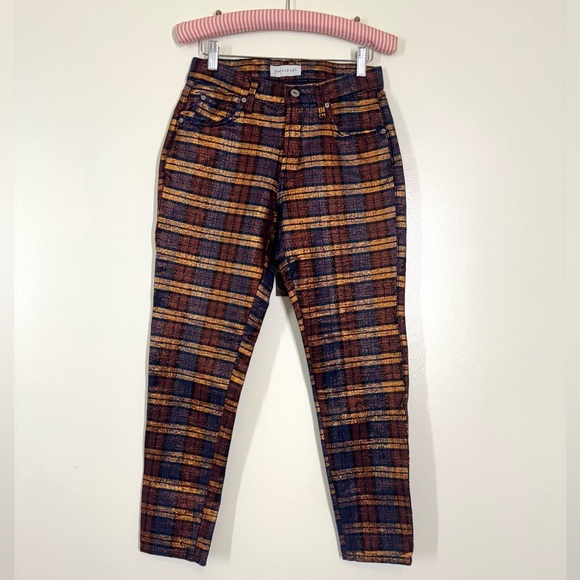 James Jeans Pants - James Jeans Multicolor Holiday Plaid Women’s Trousers Size 25 NWOT Shiny Sparkly